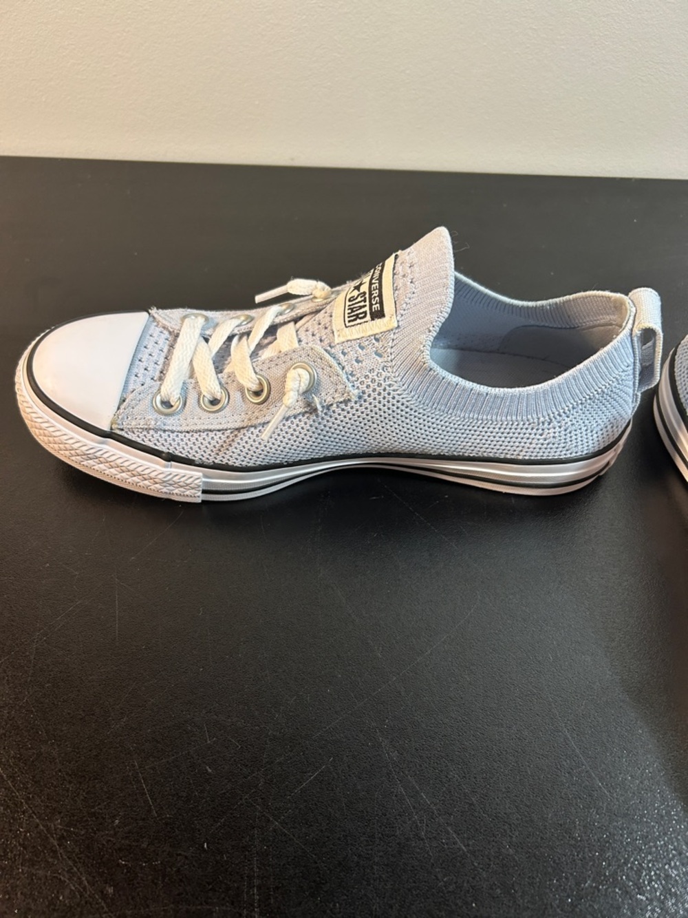 Converse Women’s All Star Slip-On Sneakers - Light Blue Knit - Picture 2 of 7